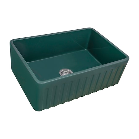 Ruvati 33 x 20 inch Fireclay Reversible Farmhouse Apron-Front Kitchen Sink Single Bowl Emerald Green RVL2300EG